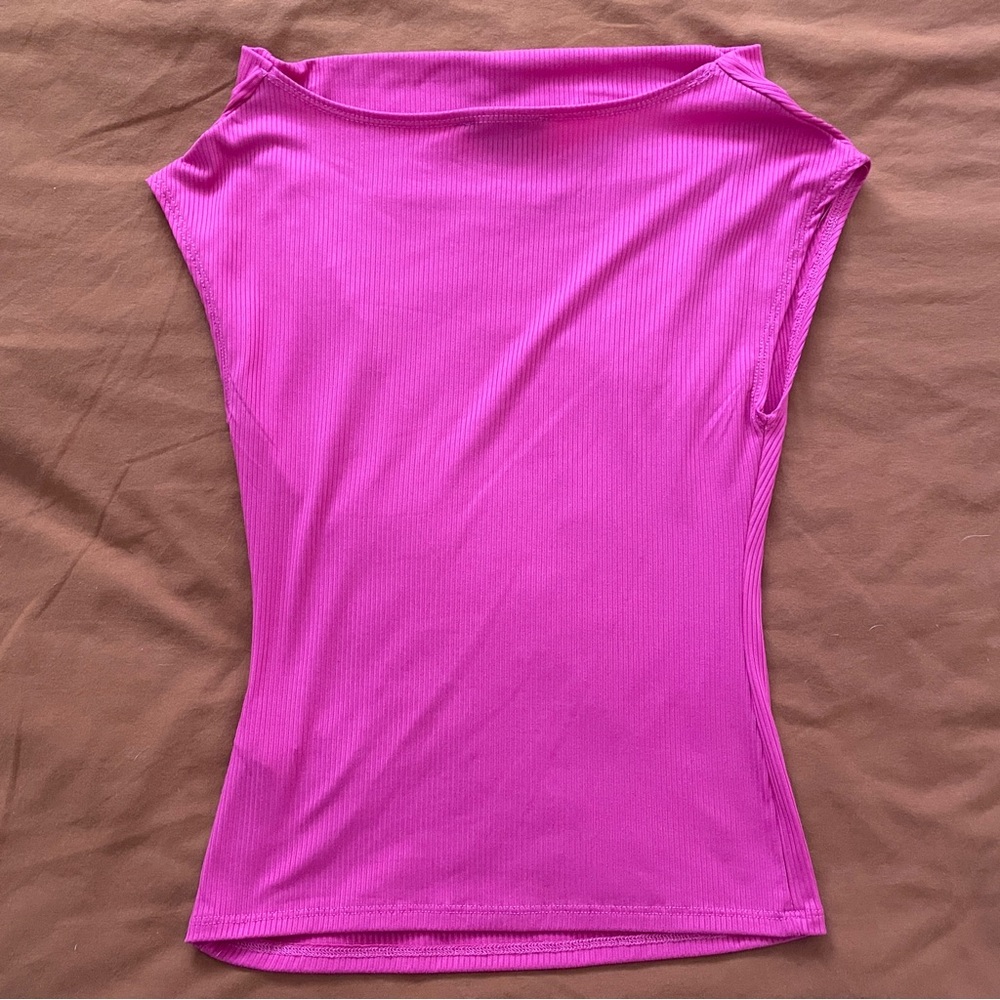 Hot Pink Ribbed Top - Picture 2 of 6